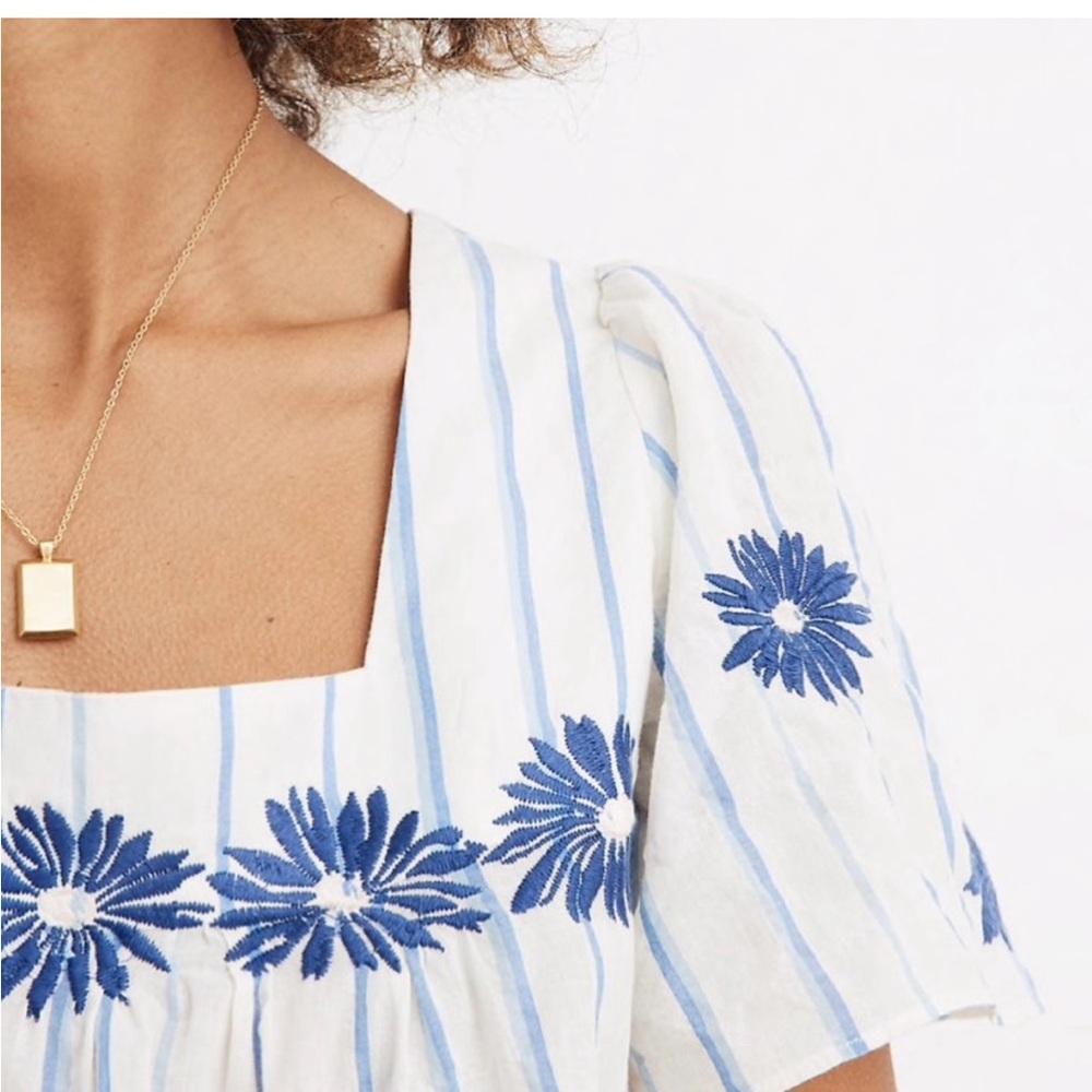 Madewell White and Blue Floral Top | Size: Small - NWT